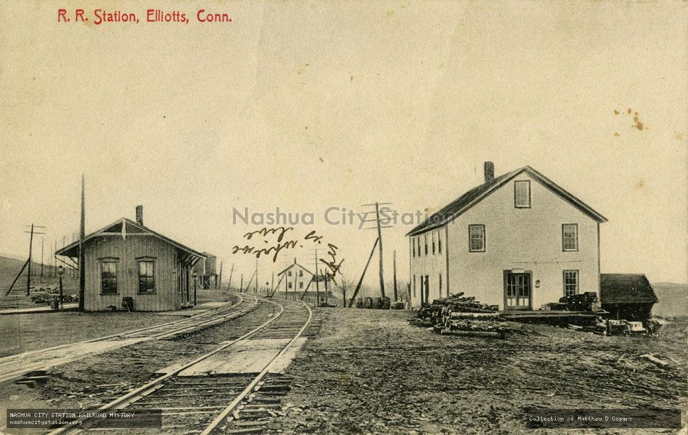 Postcard: Railroad Station, Elliotts, Connecticut